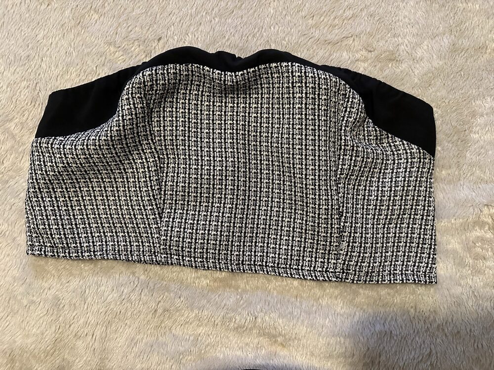 Shein Women's Black & White Tweed Strapless Bustier Top Large